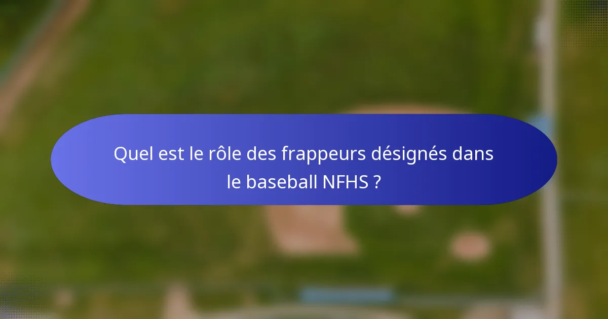 Quel est le rôle des frappeurs désignés dans le baseball NFHS ?